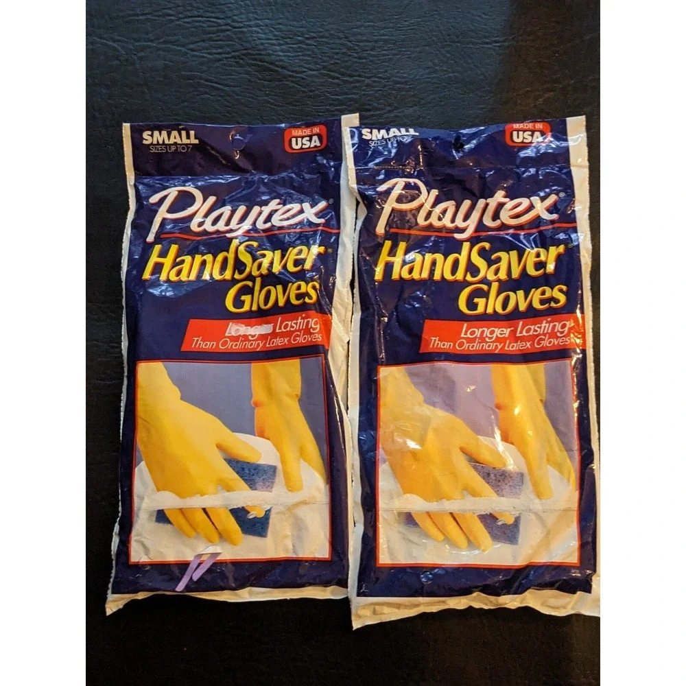 Lot of 2 Playtex Handsaver Gloves Yellow Small USA 1997 NEW